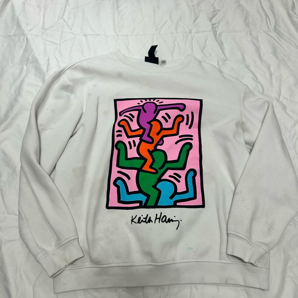 cute white graphic crewneck